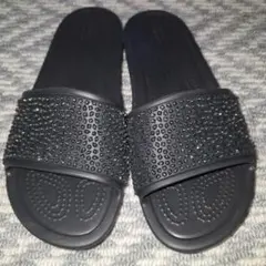 Crocs ビジュー付き ブラックスライドサンダル W 8