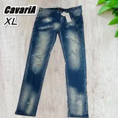 【希少】CavariA キャバリア ダメージ ペイント デニムパンツ XL 新品のサムネイル