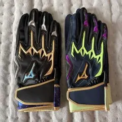 ミズノ バッティング用手袋 ダイバーシティブルー　セット