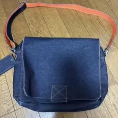 ダークデニム メッセンジャーバッグ オレンジストラップ