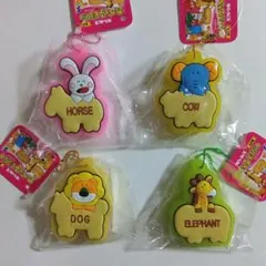 たべっ子どうぶつ　半透明ラバーマスコット　全4種コンプリートセット　新品