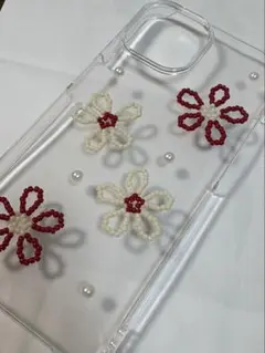 ビーズ装飾クリアiPhone14/13ケース