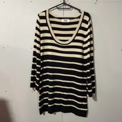 MINIMUM 黒とベージュのストライプ長袖Tシャツ　02 B品