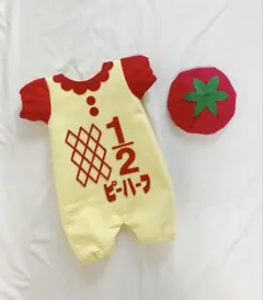 【ハーフバースデー】 ぽわんと袖付きロンパース　キューピーハーフ　男の子　女の子