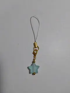 水色 星形 チャーム ゴールドクリップ