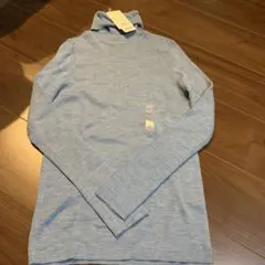 値下げUNIQLO エクストラファインメリノウール 長袖ニット L ライトブルー