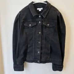【3L-4L】リズクレイボーン 黒 デニムジャケット パフスリーブ US直輸入