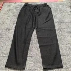 ダークグレー ストレートパンツ ゴムウエスト