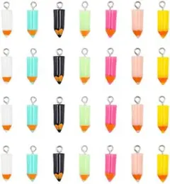 【白】鉛筆型　アクセサリーチャーム2個セット