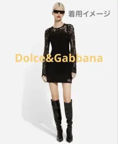 DOLCE&GABBANA 総レース ドレス ブラック 40 イタリア製のサムネイル