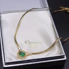 激レア❁︎ クリスチャンディオール エメラルド風 ネックレス ヴィンテージ 希少