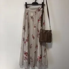 最終値下げ！！【マーキュリーデュオ】花柄 ロング プリーツ シフォン スカート