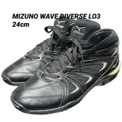 ミズノ WAVE DIVERSE LO3 ダンス 24cm ブラック ゴールド