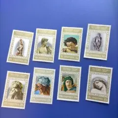 3747 外国切手 アルバニア共和国 1975年 ミケランジェロ 彫塑 8種完