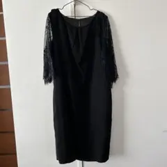 パーティードレス ワンピース レース袖 結婚式 お呼ばれ 黒