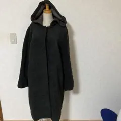フリース フード付き ロングコート グレー