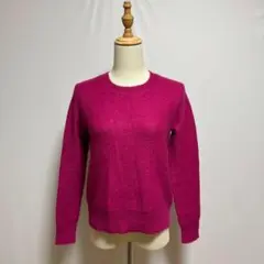 ユニクロUNIQLO クルーネック　ウールモヘア混ニットセーター（M）フクシア