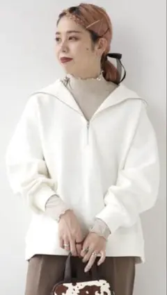 ベイクルーズSIMPLICITE ダンボールハーフジップフードプルオーバー