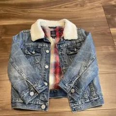 GAPデニムジャケット ボア襟 フランネルチェック