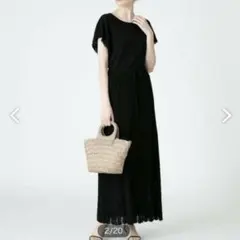 【LOULOU WILLOUGHBY】レーシィニットワンピース　BLACK ２