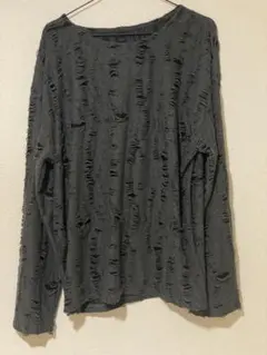 ✴︎お値下✴︎ダメージ加工ダークグレー長袖カットソー Lサイズ