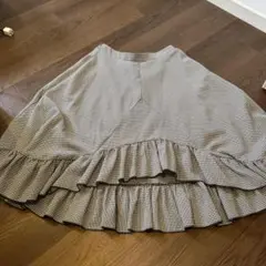 ギンガムチェック裾フリルロングスカート
