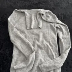 UNIQLO グレー リブ編み 長袖セーター