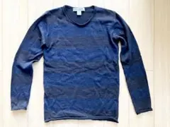 MR. OLIVE ダークブルー ストライプ ニット セーター M