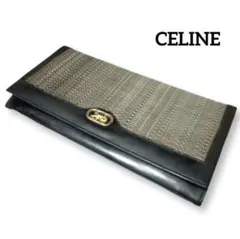 CELINE セリーヌ トリオンフ金具 がま口 二つ折財布 レザー×クロコ型