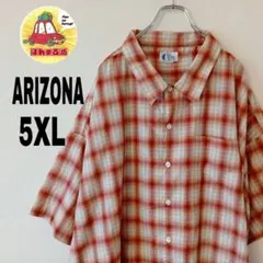 USA古着 ARIZONA 半袖ボタンシャツ　5XL オレンジベージュ　オンブレのサムネイル