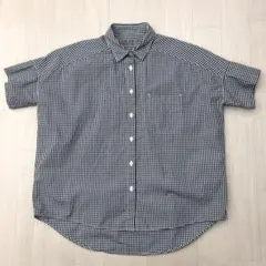 美品 無印良品 MUJI ギンガムチェック 半袖シャツ XS S