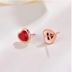 金属アレルギー対応新品未使用☆ハート型赤メノウピアス