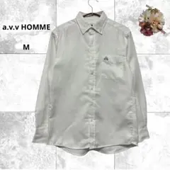 アーヴェヴェオム　ボタンダウン長袖シャツ　トップス　シンプル　ワンポイント刺繍