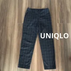 UNIQLO ユニクロ　ネイビー（紺色）チェックパンツ　ウエストゴム