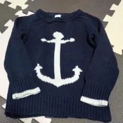 ネイビー アンカー柄 ニットセーター サイズ2