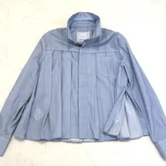 sacai 2024ss コットンポプリンブラウス　ライトブルー　プリーツシャツのサムネイル