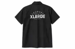 XLARGE 半袖ワークシャツ バック刺繍 ビッグロゴ ベージュ S