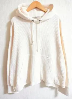 sm2サマンサモスモス大人カジュアル長袖ワッフルパーカープルオーバーカットソー白