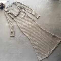 ニットワンピース【S】マキシ丈 マーメイド タイトリブニット ロングワンピース