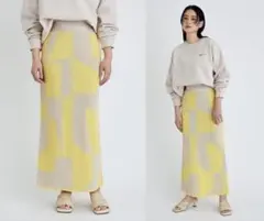 TRICOTE×ADAM ET ROPE 別注 幾何学柄 ニット ロングスカート