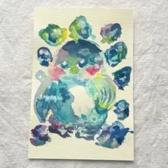 ペンギンとシーグラス/原画イラスト