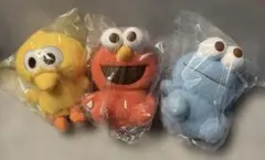 セサミストリート　ふんわりマスコット　全3種　コンプリート