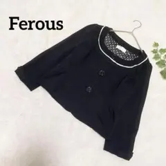 Ferous✳️ノーカラージャケット ペプラム風 羽織 リボン 大人かわいい Mのサムネイル