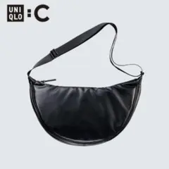 ユニクロ シー uniqlo Cレザータッチラウンドショルダーバッグ ブラック