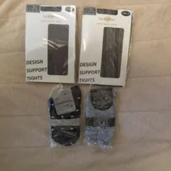 Lacy Ribbon デザインサポートタイツ 2点、ソックス2点の4点セット