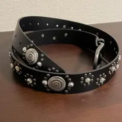 ウエスタンベルト y2k ブラック スタッズ レザー　古着 ブラック アメカジ