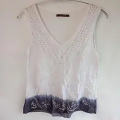 janismarket ビーズ刺繍 タンクトップ インド製　透け感　シアーのサムネイル