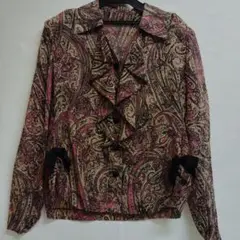 ✿jun ashidaジュンアシダシルク100ブラウスペイズリー柄美品✿