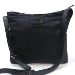 グッチ ショルダーバッグ レザー×ナイロン GG柄 ブラック