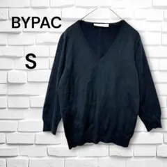 BYPAC バイパック ◆ブラック　シルクニットセーター(S)Vネック　七分袖